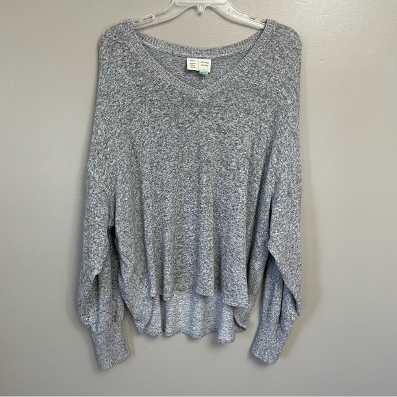 SATURDAY SUNDAY Large super soft oversized sweatshirt v-neck gray - Picture 1 of 9